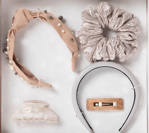 5-Piece Coffee & Cream Hair Accessory Set