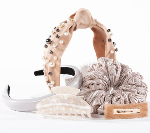 5-Piece Coffee & Cream Hair Accessory Set