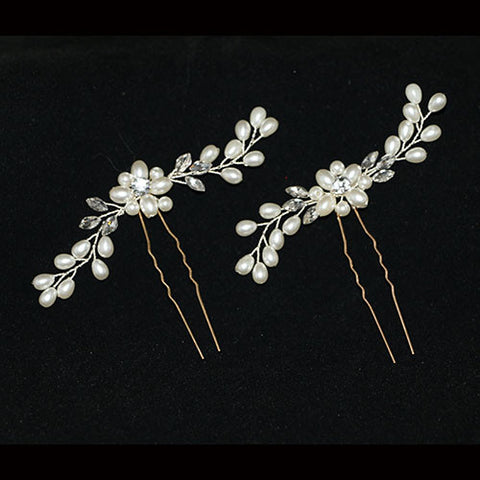 Crystal and Pearl Hair Pin Set