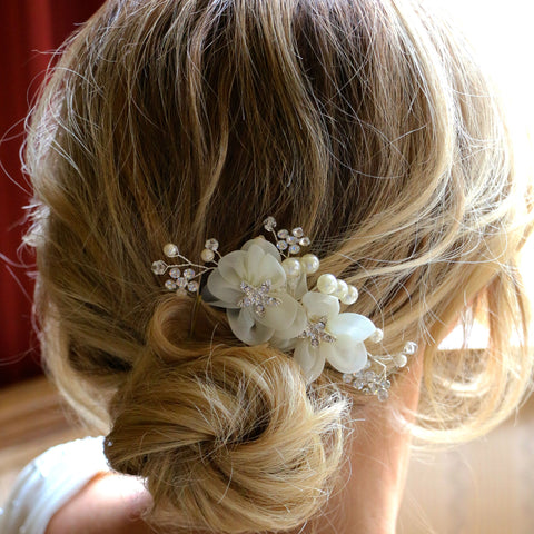 Crystal and Pearl Floral Hair Comb