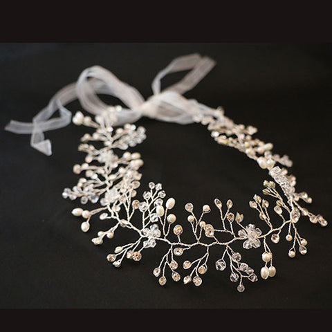 Silver and Crystal/Pearl Headdress